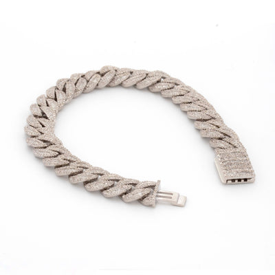 Silver Diamond Baguette Cuban 6.35CT Diamond Bracelet - Elite Jewelers - Bracelets