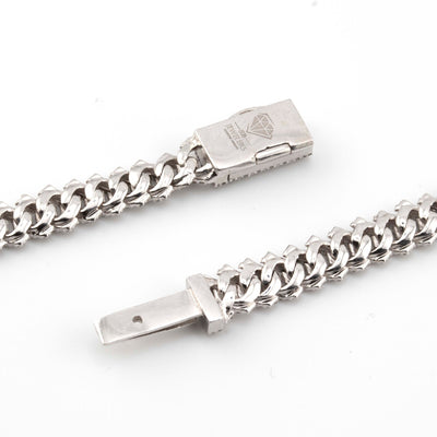 Silver with Diamond 2 Row Prong Set 12CT Diamond Cuban Necklace 24" - Elite Jewelers - Necklaces & Chains