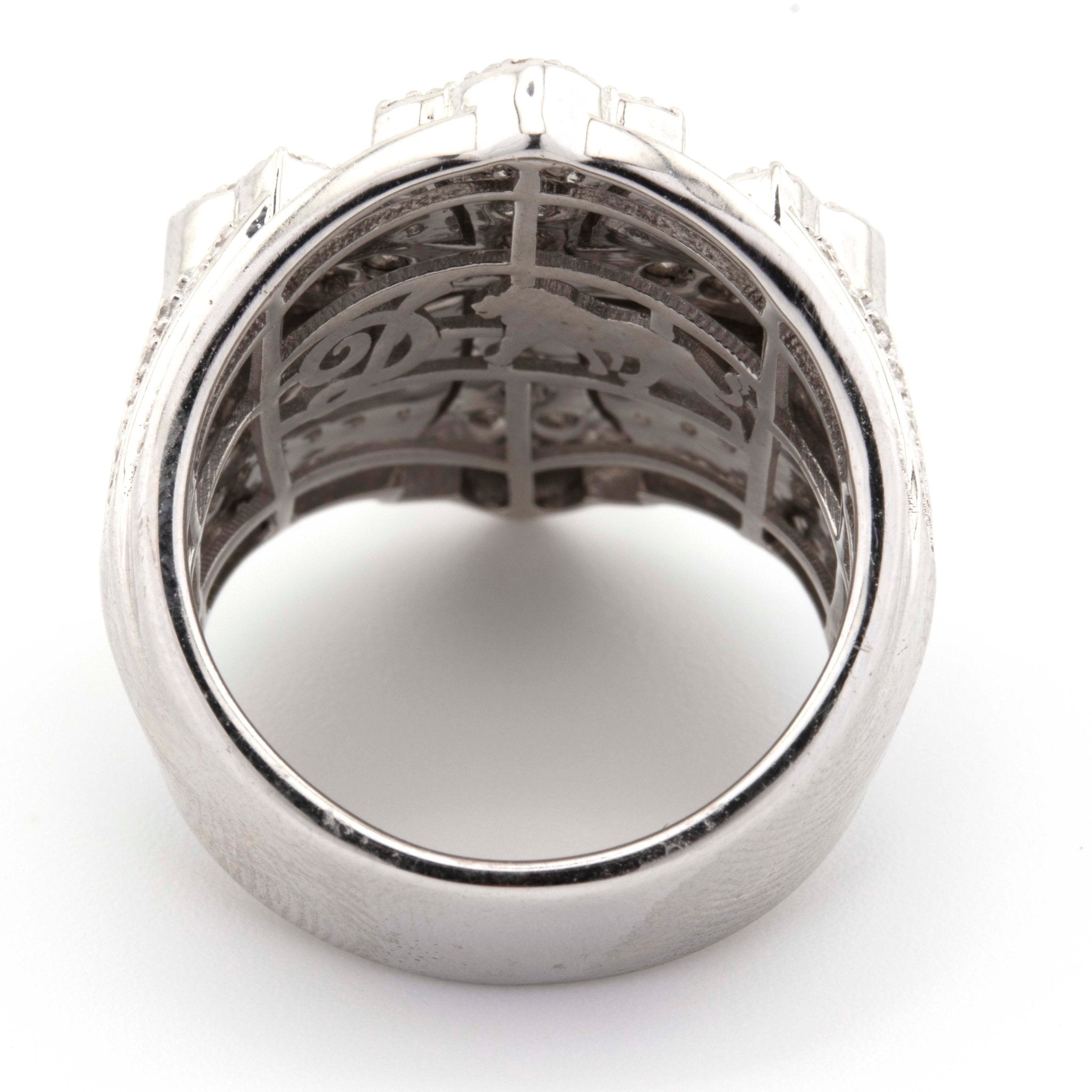 Silver with Diamond all White Illusion Cross 1CT Diamond Men Ring - Elite Jewelers - Rings