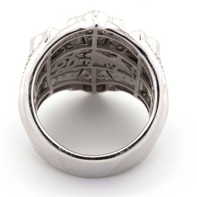 Silver with Diamond all White Illusion Cross 1CT Diamond Men Ring - Elite Jewelers - Rings