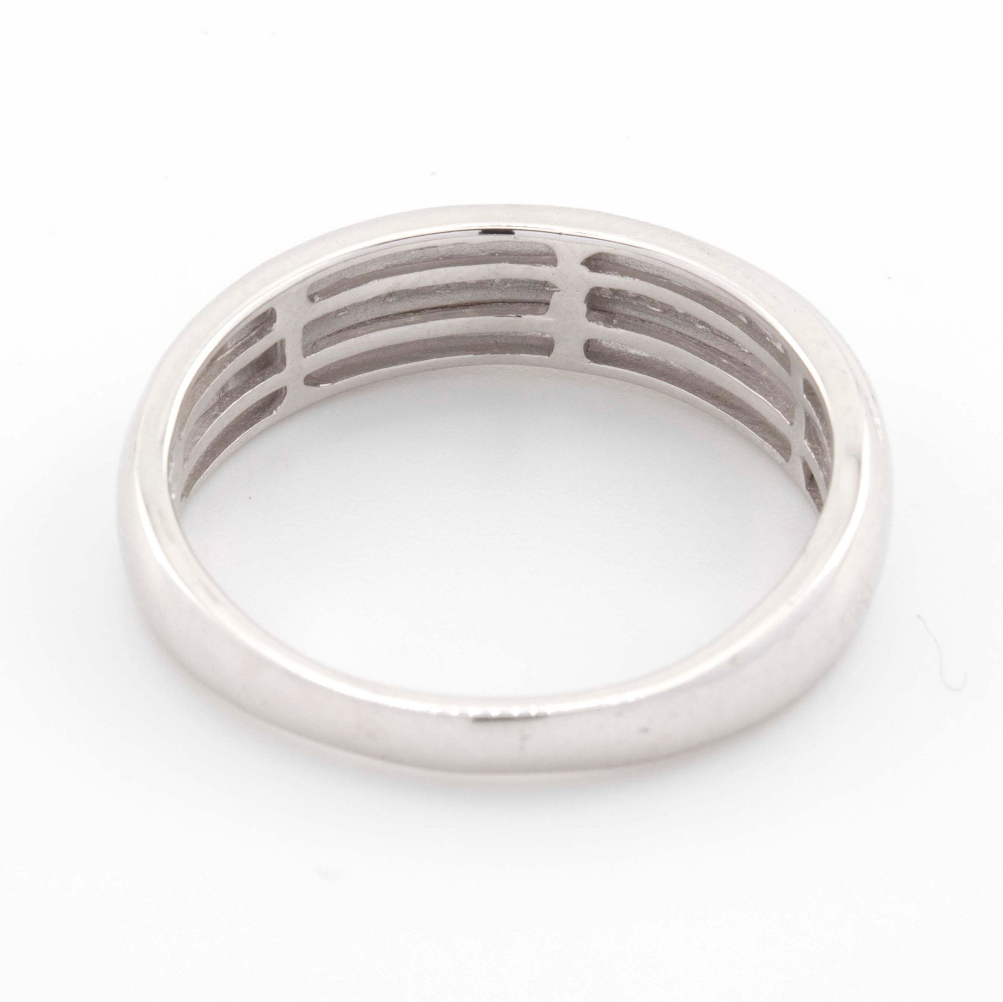 Silver with Diamond all White One Row Round Edge 1/3CT Diamond Band Ring - Elite Jewelers - Rings