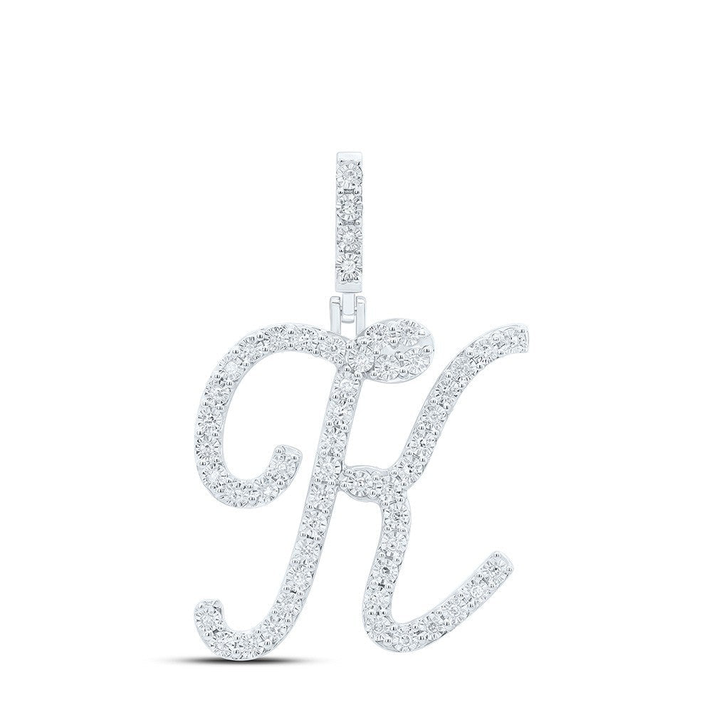 Sterling Silver 0.2CTW Natural Diamond Initial "K" Charm 2.55g Alphabet Pendant - Elite Jewelers - Charms & Pendants