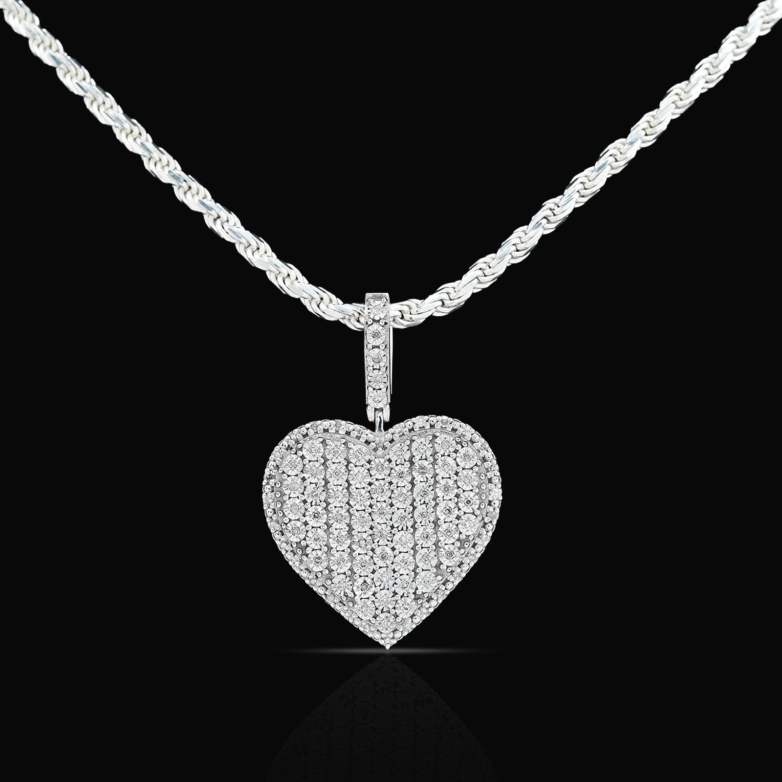 Sterling Silver 0.35 CTW Natural Diamond Heart Shaped Pendant 7.3g Womens Charm - Elite Jewelers - Charms & Pendants