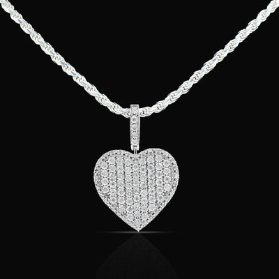 Sterling Silver 0.35 CTW Natural Diamond Heart Shaped Pendant 7.3g Womens Charm - Elite Jewelers - Charms & Pendants