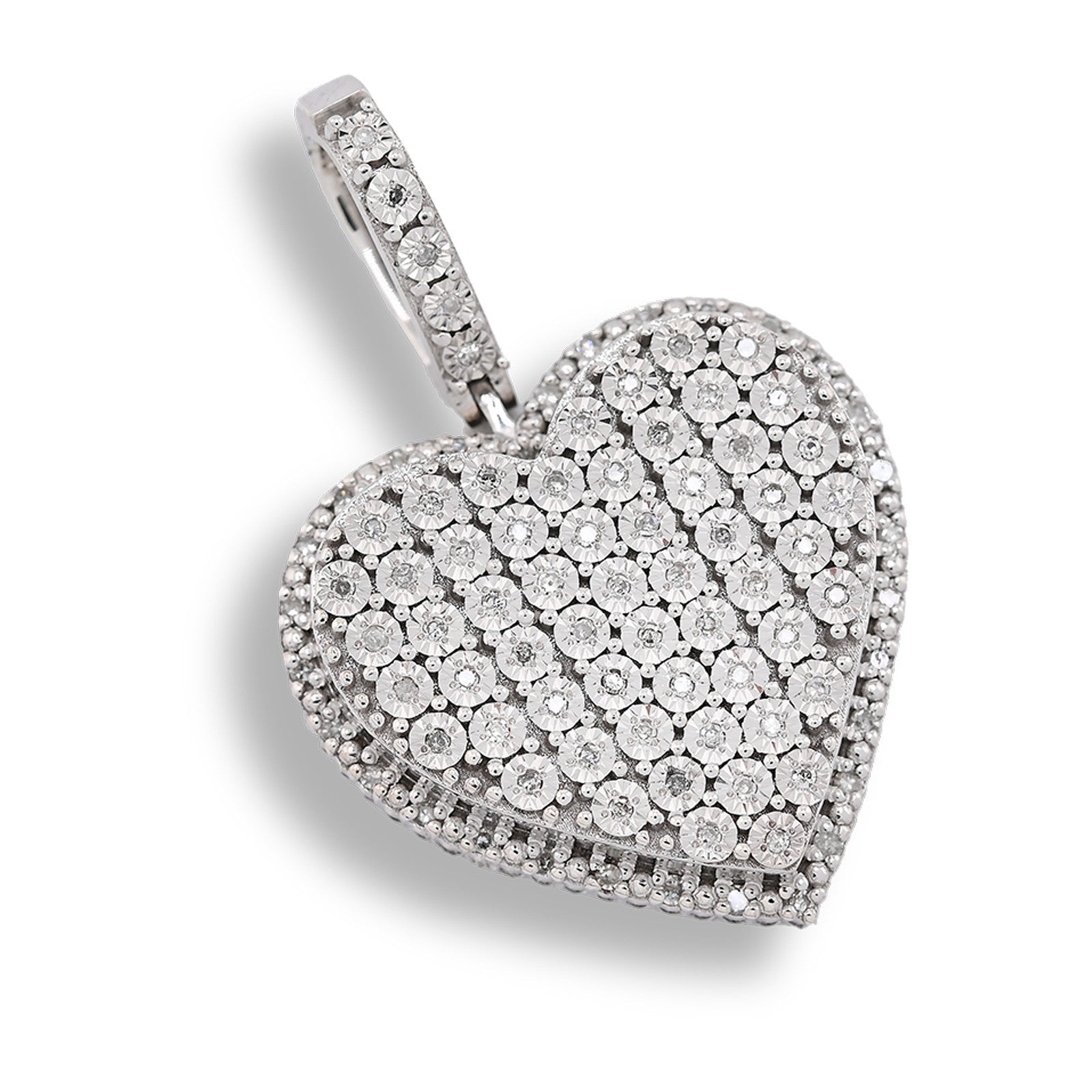 Sterling Silver 0.35 CTW Natural Diamond Heart Shaped Pendant 7.3g Womens Charm - Elite Jewelers - Charms & Pendants