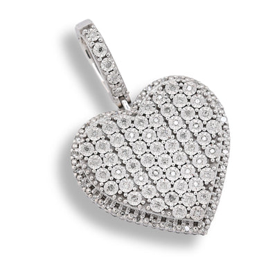 Sterling Silver 0.35 CTW Natural Diamond Heart Shaped Pendant 7.3g Womens Charm - Elite Jewelers - Charms & Pendants