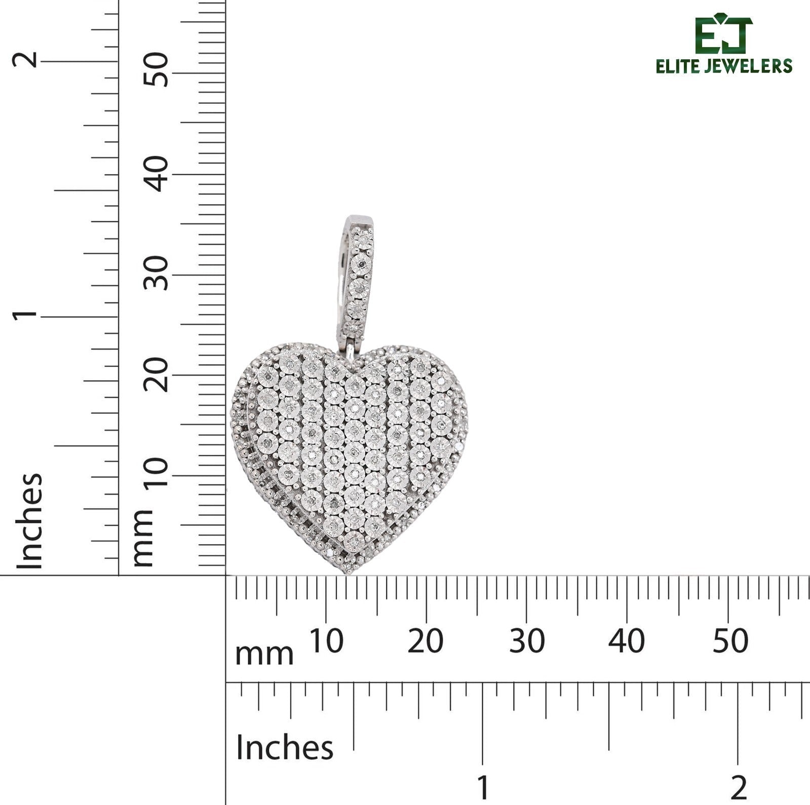 Sterling Silver 0.35 CTW Natural Diamond Heart Shaped Pendant 7.3g Womens Charm - Elite Jewelers - Charms & Pendants