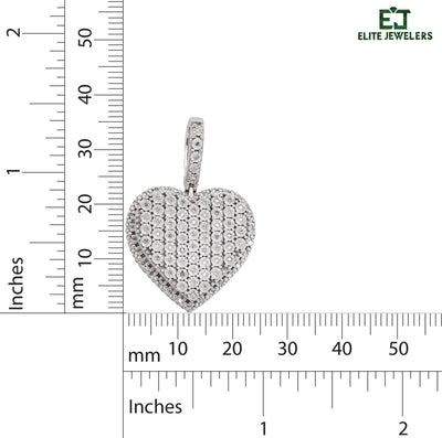 Sterling Silver 0.35 CTW Natural Diamond Heart Shaped Pendant 7.3g Womens Charm - Elite Jewelers - Charms & Pendants