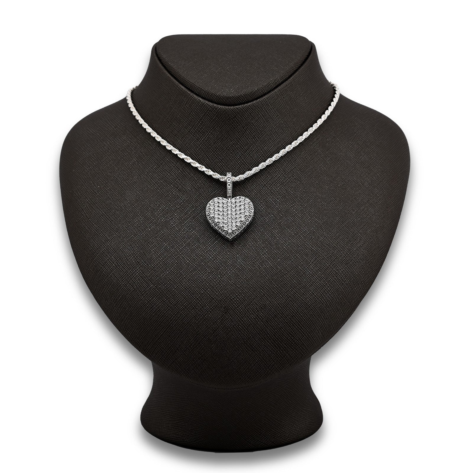 Sterling Silver 0.35 CTW Natural Diamond Heart Shaped Pendant 7.3g Womens Charm - Elite Jewelers - Charms & Pendants