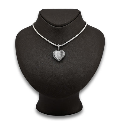 Sterling Silver 0.35 CTW Natural Diamond Heart Shaped Pendant 7.3g Womens Charm - Elite Jewelers - Charms & Pendants