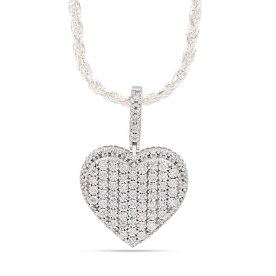 Sterling Silver 0.35 CTW Natural Diamond Heart Shaped Pendant 7.3g Womens Charm - Elite Jewelers - Charms & Pendants