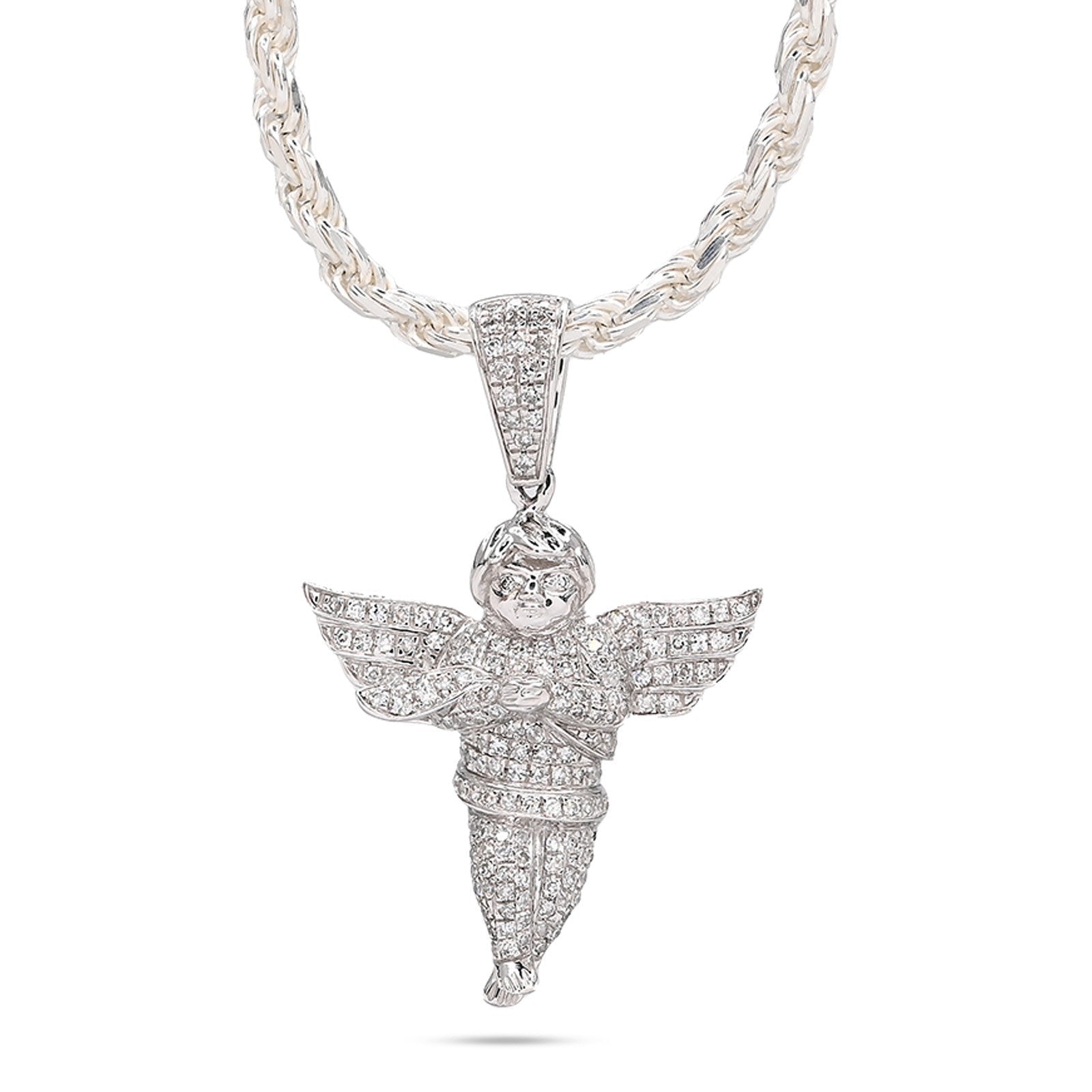 Sterling Silver 0.45 CTW Natural Diamond Angel Pendant 3.3g Unisex Adults Charm - Elite Jewelers - Charms & Pendants