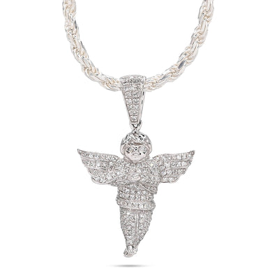 Sterling Silver 0.45 CTW Natural Diamond Angel Pendant 3.3g Unisex Adults Charm - Elite Jewelers - Charms & Pendants