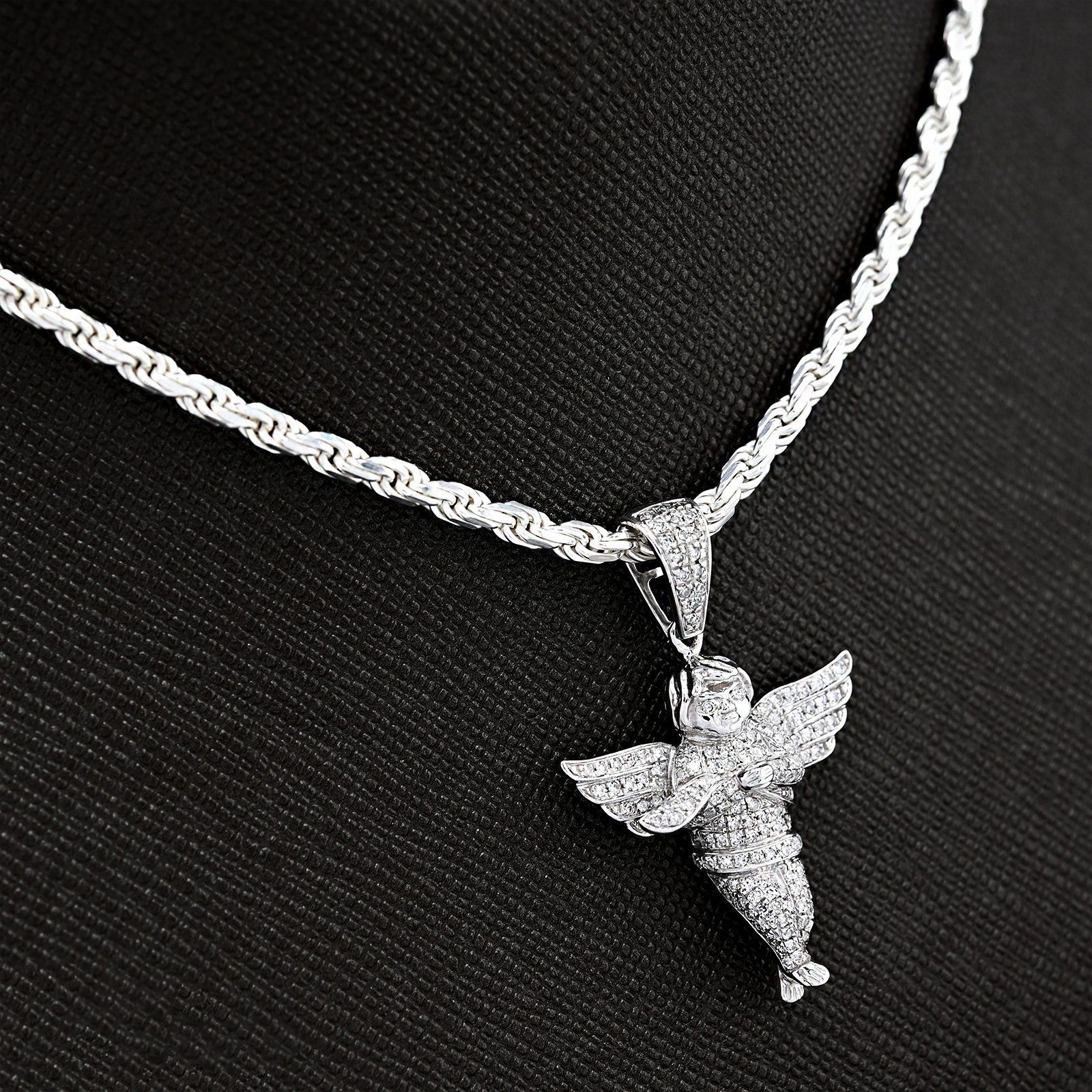 Sterling Silver 0.45 CTW Natural Diamond Angel Pendant 3.3g Unisex Adults Charm - Elite Jewelers - Charms & Pendants