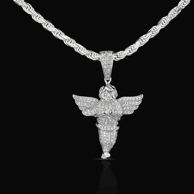 Sterling Silver 0.45 CTW Natural Diamond Angel Pendant 3.3g Unisex Adults Charm - Elite Jewelers - Charms & Pendants