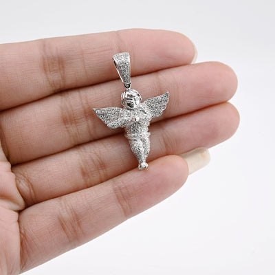 Sterling Silver 0.45 CTW Natural Diamond Angel Pendant 3.3g Unisex Adults Charm - Elite Jewelers - Charms & Pendants