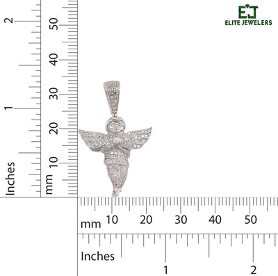 Sterling Silver 0.45 CTW Natural Diamond Angel Pendant 3.3g Unisex Adults Charm - Elite Jewelers - Charms & Pendants