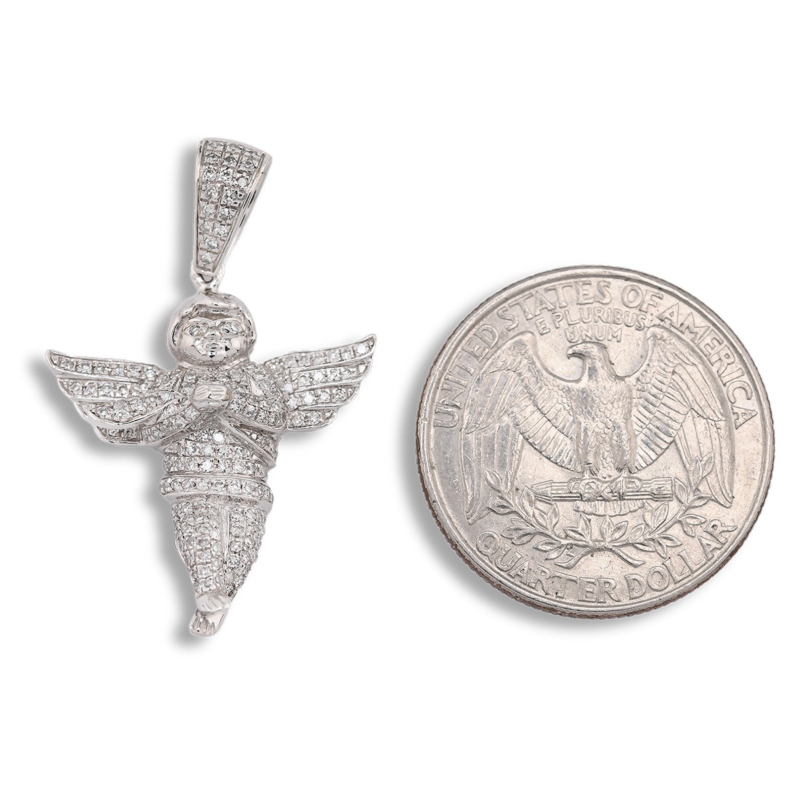Sterling Silver 0.45 CTW Natural Diamond Angel Pendant 3.3g Unisex Adults Charm - Elite Jewelers - Charms & Pendants