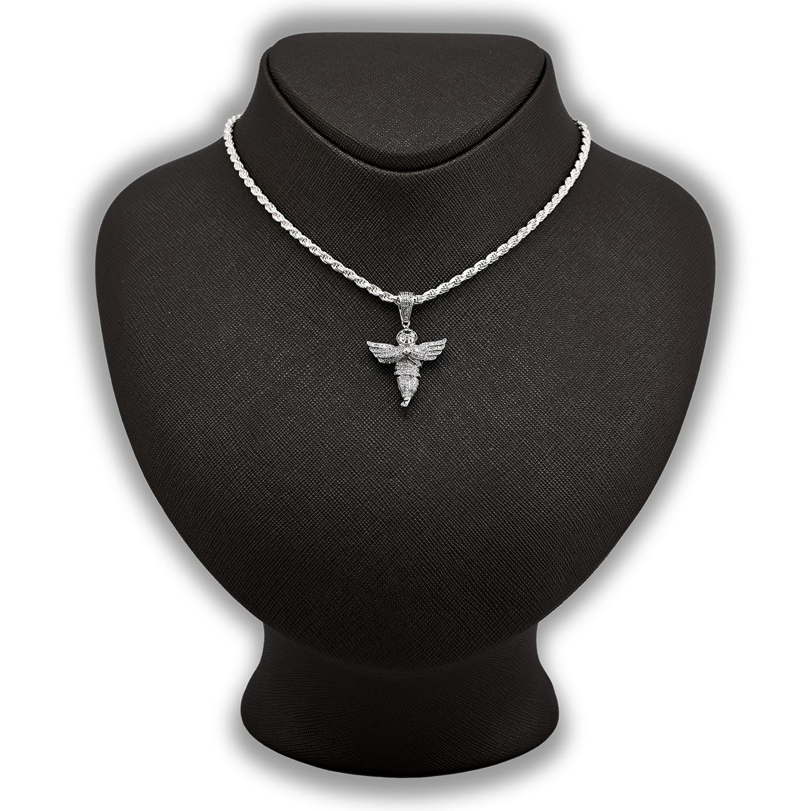 Sterling Silver 0.45 CTW Natural Diamond Angel Pendant 3.3g Unisex Adults Charm - Elite Jewelers - Charms & Pendants