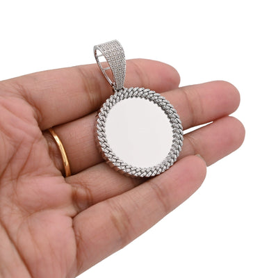 Sterling Silver 1.5CTW Natural Diamond Customize Memory Round Pendant 8.5g Charm - Elite Jewelers - Charms & Pendants