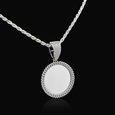 Sterling Silver 1.5CTW Natural Diamond Customize Memory Round Pendant 8.5g Charm - Elite Jewelers - Charms & Pendants