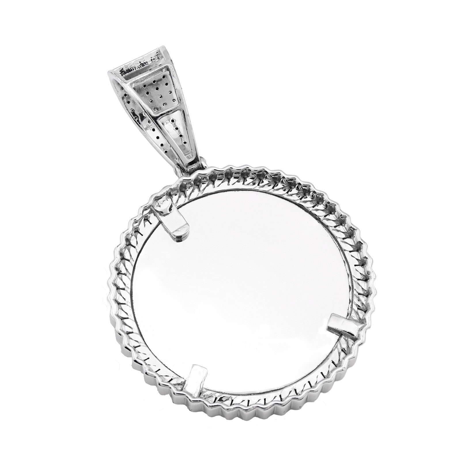 Sterling Silver 1.5CTW Natural Diamond Customize Memory Round Pendant 8.5g Charm - Elite Jewelers - Charms & Pendants