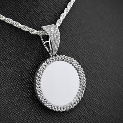 Sterling Silver 1.5CTW Natural Diamond Customize Memory Round Pendant 8.5g Charm - Elite Jewelers - Charms & Pendants