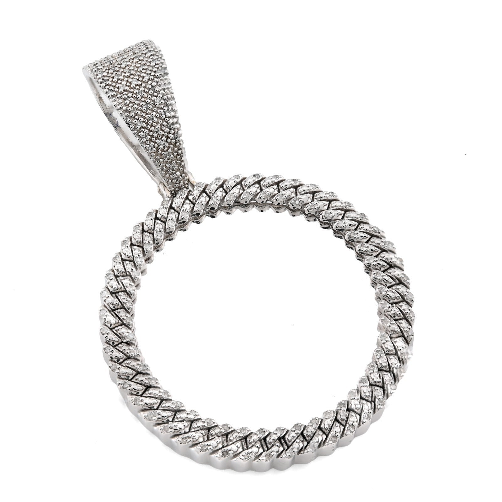 Sterling Silver 1.5CTW Natural Diamond Customize Memory Round Pendant 8.5g Charm - Elite Jewelers - Charms & Pendants