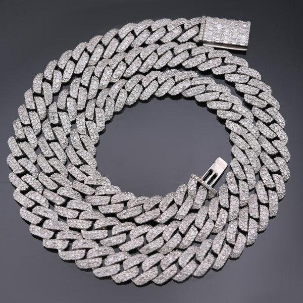 Sterling Silver 16CT Natural Diamond Cuban Link Chain Necklace 10mm 22in - Elite Jewelers - Necklaces & Chains