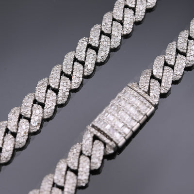 Sterling Silver 16CT Natural Diamond Cuban Link Chain Necklace 10mm 22in - Elite Jewelers - Necklaces & Chains