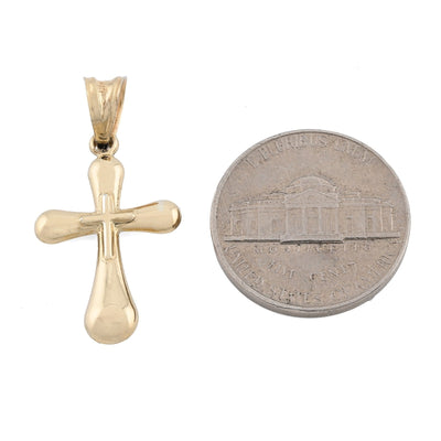 Two Tone 1/10th 10k Gold Bonded 925 Puffy Cross Pendant 0.8gms Religious Charm - Elite Jewelers - Charms & Pendants