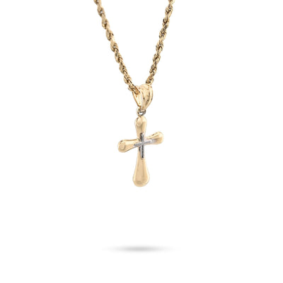 Two Tone 1/10th 10k Gold Bonded 925 Puffy Cross Pendant 0.8gms Religious Charm - Elite Jewelers - Charms & Pendants
