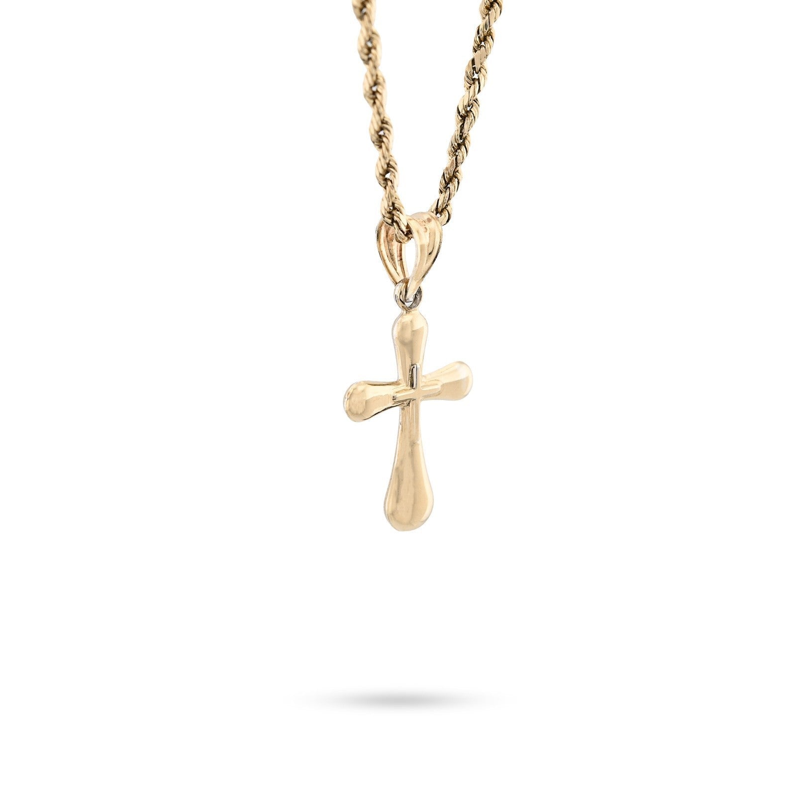 Two Tone 1/10th 10k Gold Bonded 925 Puffy Cross Pendant 0.8gms Religious Charm - Elite Jewelers - Charms & Pendants