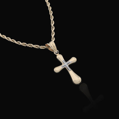 Two Tone 1/10th 10k Gold Bonded 925 Puffy Cross Pendant 0.8gms Religious Charm - Elite Jewelers - Charms & Pendants