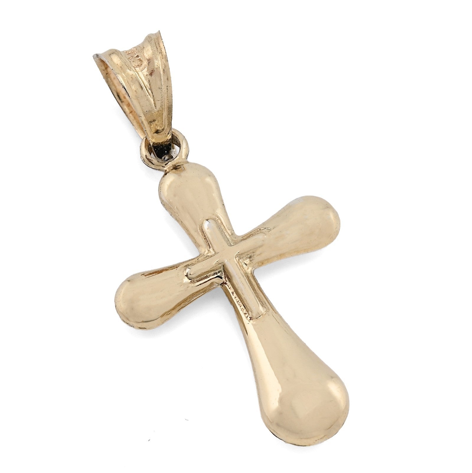 Two Tone 1/10th 10k Gold Bonded 925 Puffy Cross Pendant 0.8gms Religious Charm - Elite Jewelers - Charms & Pendants