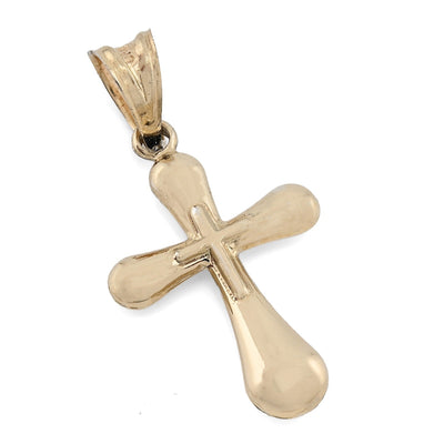 Two Tone 1/10th 10k Gold Bonded 925 Puffy Cross Pendant 0.8gms Religious Charm - Elite Jewelers - Charms & Pendants