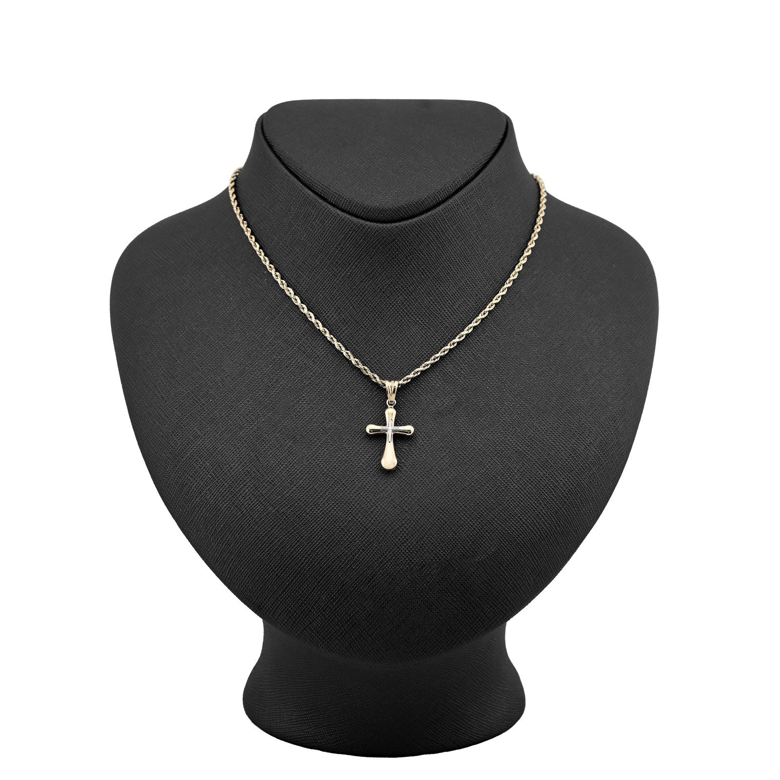 Two Tone 1/10th 10k Gold Bonded 925 Puffy Cross Pendant 0.8gms Religious Charm - Elite Jewelers - Charms & Pendants