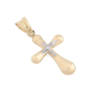 Two Tone 1/10th 10k Gold Bonded 925 Puffy Cross Pendant 0.8gms Religious Charm - Elite Jewelers - Charms & Pendants