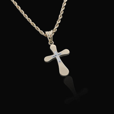 Two Tone 1/10th 10k Gold Bonded 925 Silver Diamond Cut Cross Pendant 0.7gm Charm - Elite Jewelers - Charms & Pendants