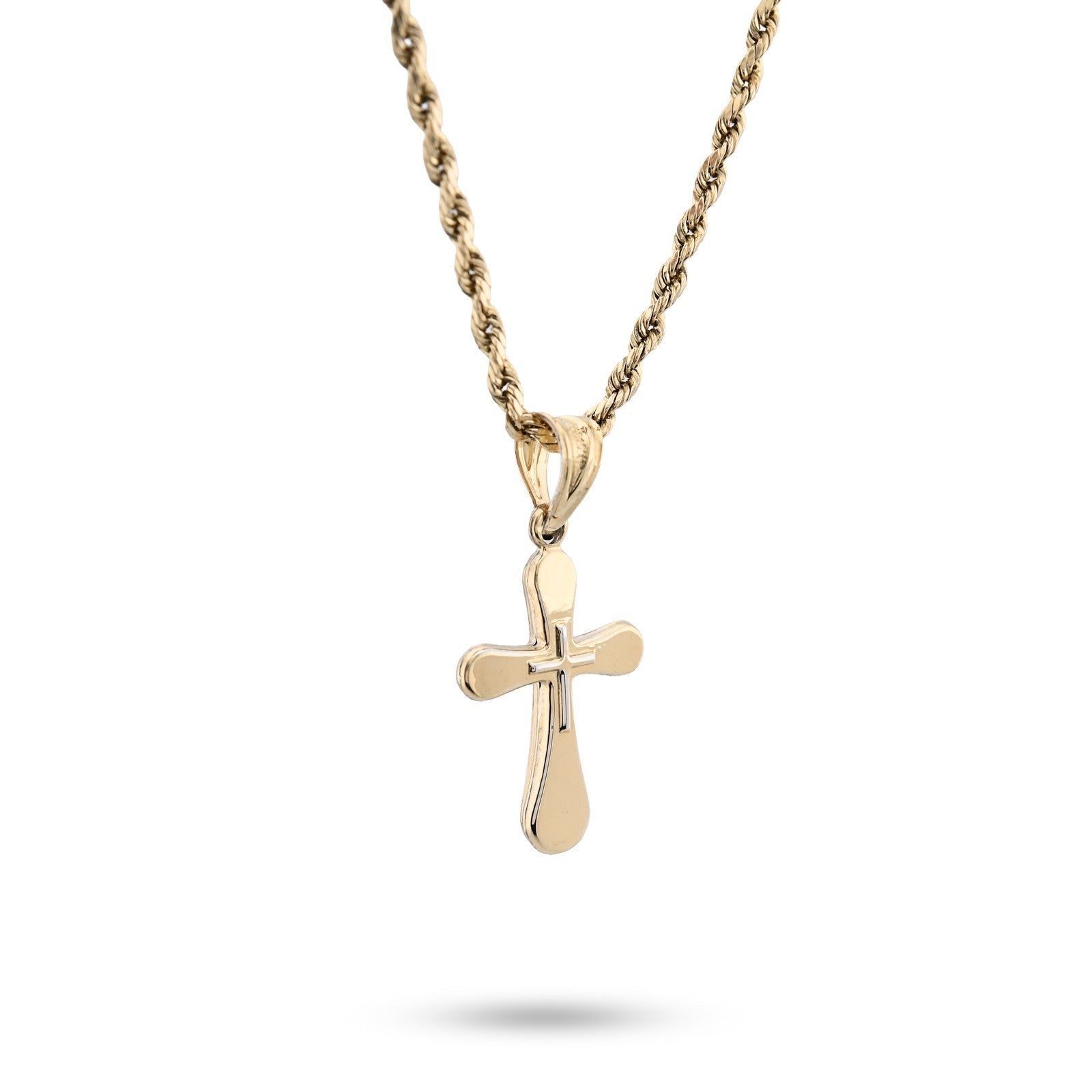 Two Tone 1/10th 10k Gold Bonded 925 Silver Diamond Cut Cross Pendant 0.7gm Charm - Elite Jewelers - Charms & Pendants