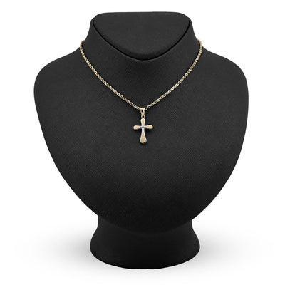 Two Tone 1/10th 10k Gold Bonded 925 Silver Diamond Cut Cross Pendant 0.7gm Charm - Elite Jewelers - Charms & Pendants