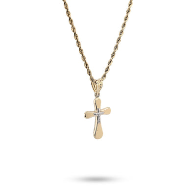 Two Tone 1/10th 10k Gold Bonded 925 Silver Diamond Cut Cross Pendant 0.7gm Charm - Elite Jewelers - Charms & Pendants