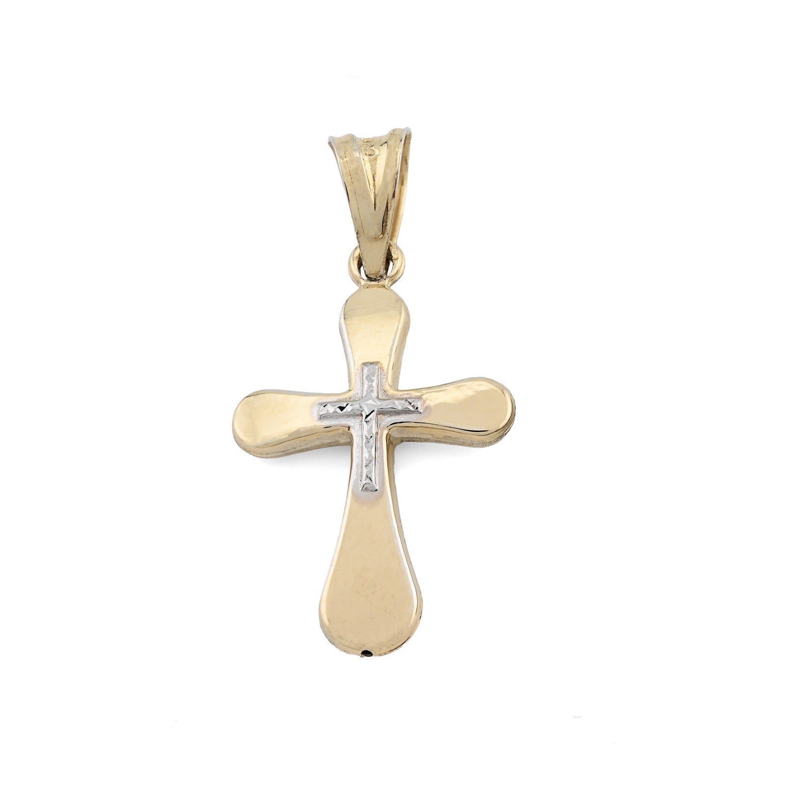 Two Tone 1/10th 10k Gold Bonded 925 Silver Diamond Cut Cross Pendant 0.7gm Charm - Elite Jewelers - Charms & Pendants