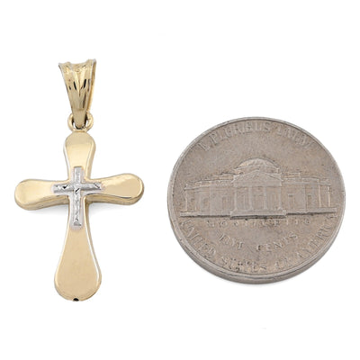 Two Tone 1/10th 10k Gold Bonded 925 Silver Diamond Cut Cross Pendant 0.7gm Charm - Elite Jewelers - Charms & Pendants
