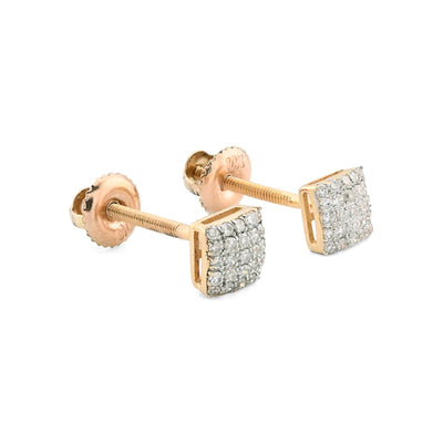 Unisex 10k Yellow Gold 0.15CTW Natural Diamond 1g Square Shaped Earring Stud - Elite Jewelers - Earrings