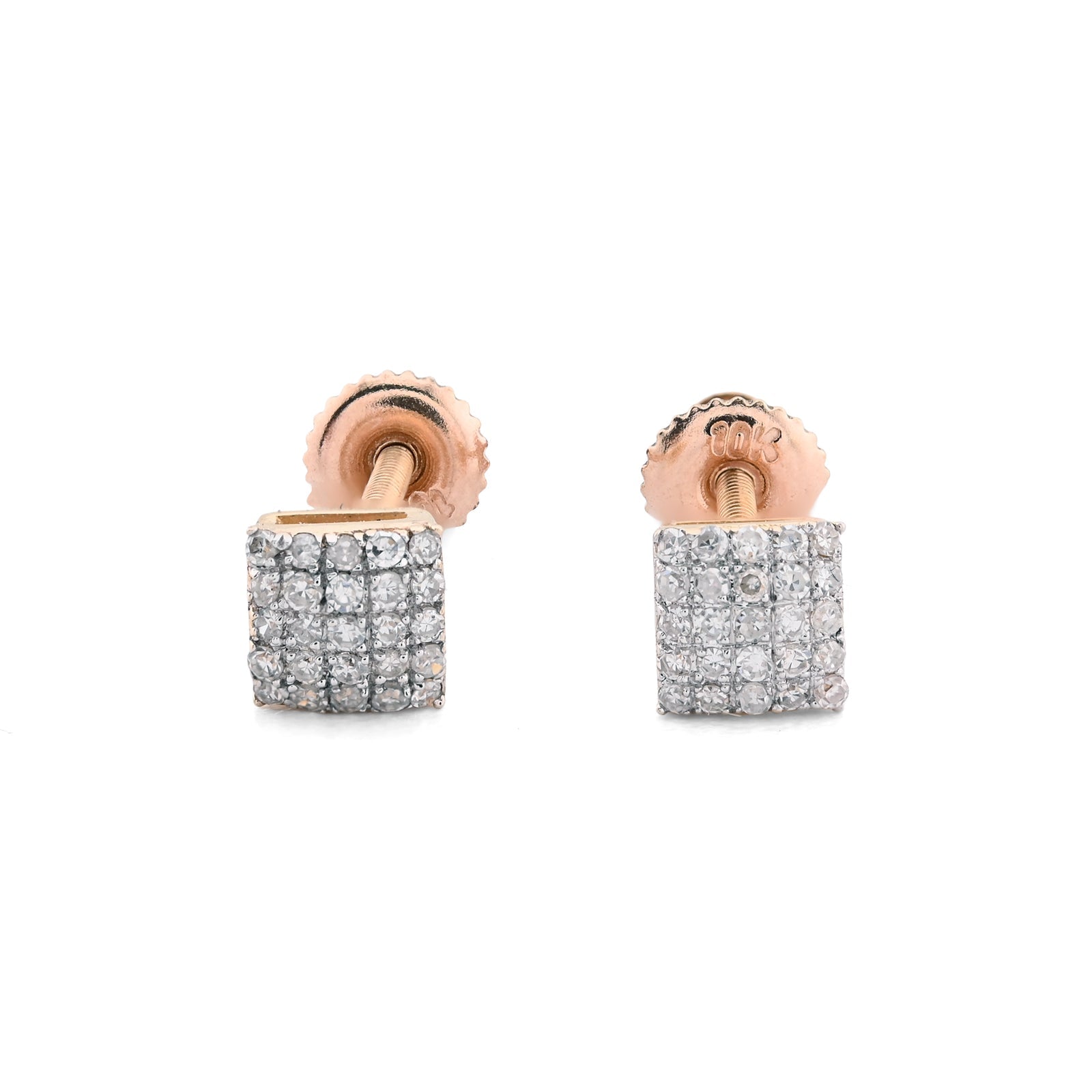 Unisex 10k Yellow Gold 0.15CTW Natural Diamond 1g Square Shaped Earring Stud - Elite Jewelers - Earrings