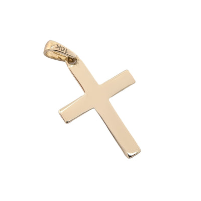 Unisex 10k Yellow & White Gold Diamond Cut Cross Charm Religious 0.7gms Pendant - Elite Jewelers - Charms & Pendants