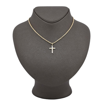 Unisex 10k Yellow & White Gold Diamond Cut Cross Charm Religious 0.7gms Pendant - Elite Jewelers - Charms & Pendants