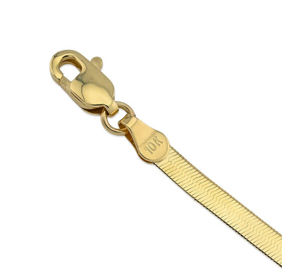 Unisex Adults 3MM Pure 10k Yellow Gold Herringbone Bracelet 7 Inch 1.8gms Armlet - Elite Jewelers - Bracelets