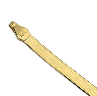 Unisex Adults 3MM Pure 10k Yellow Gold Herringbone Bracelet 7 Inch 1.8gms Armlet - Elite Jewelers - Bracelets